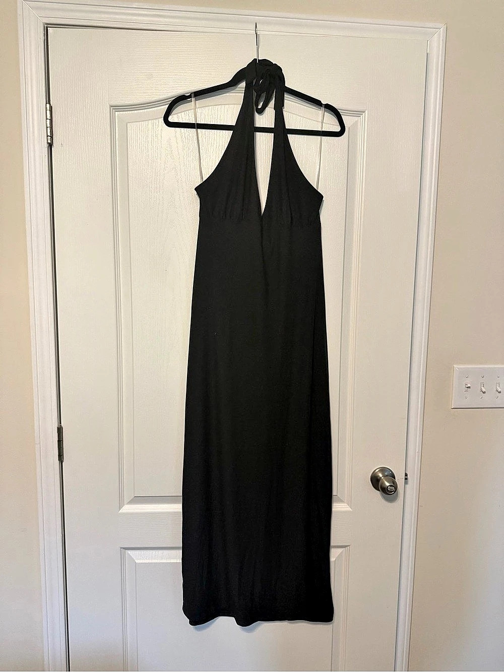 No Boundaries Knit Halter Maxi Dress Black Large